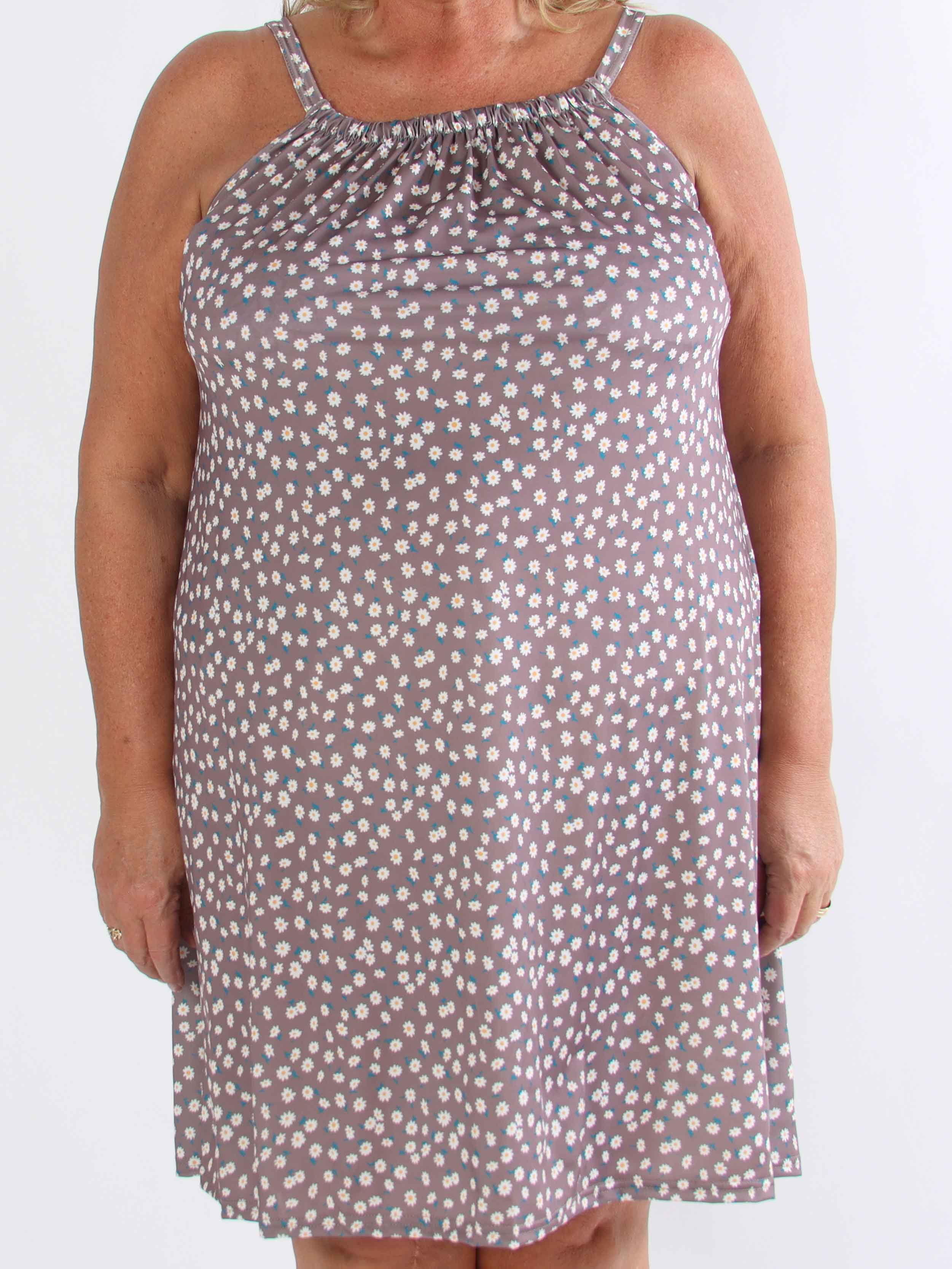 SunLove Small Flower - Elastisk plus size kjole med blomsterprint
